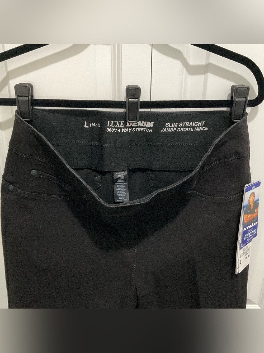 Black Nygard Straight Slim Jeans SZ L 14-16 Pull On NWT